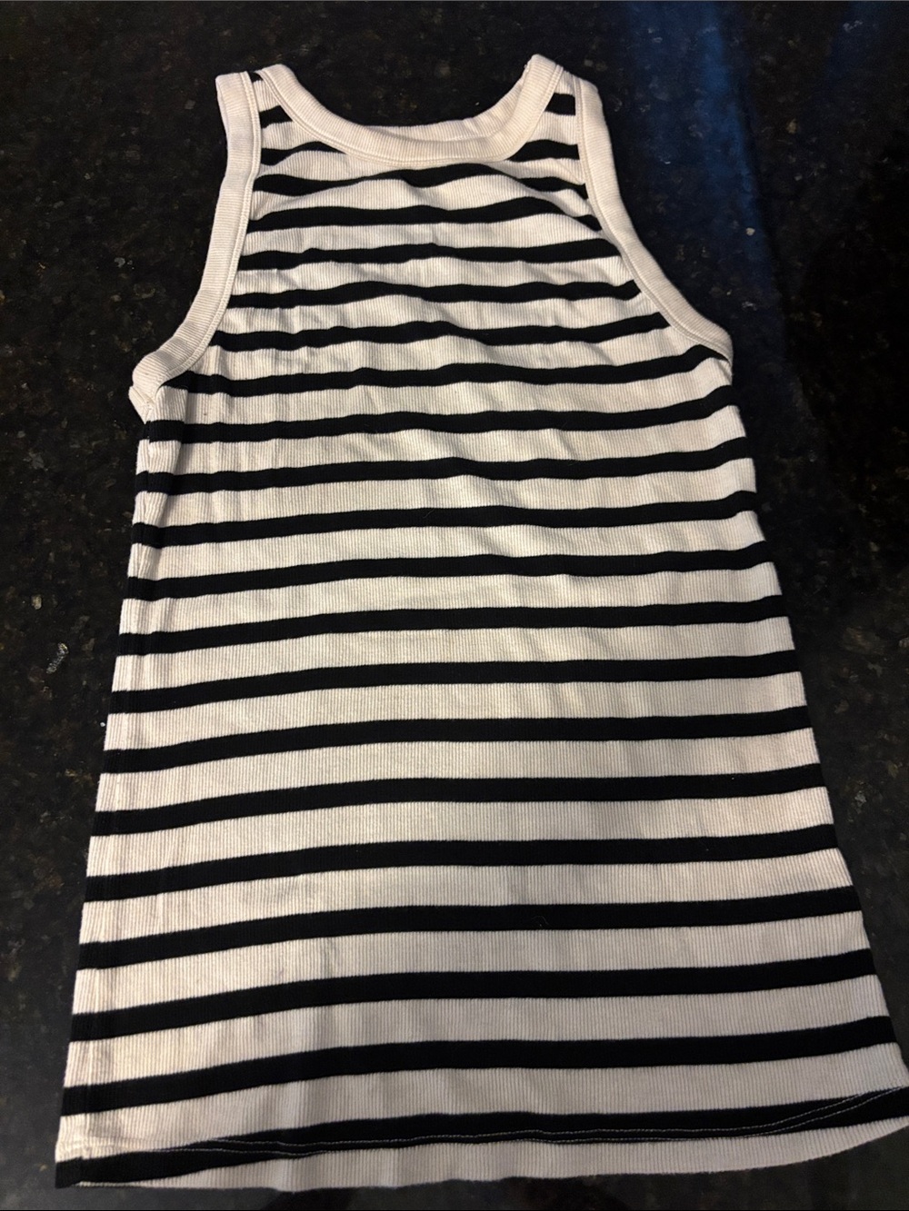a new day White and Black Striped Racerback Tank